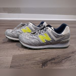 New Balance 574 Summer Waves Sneakers 7.5 gray and yellow